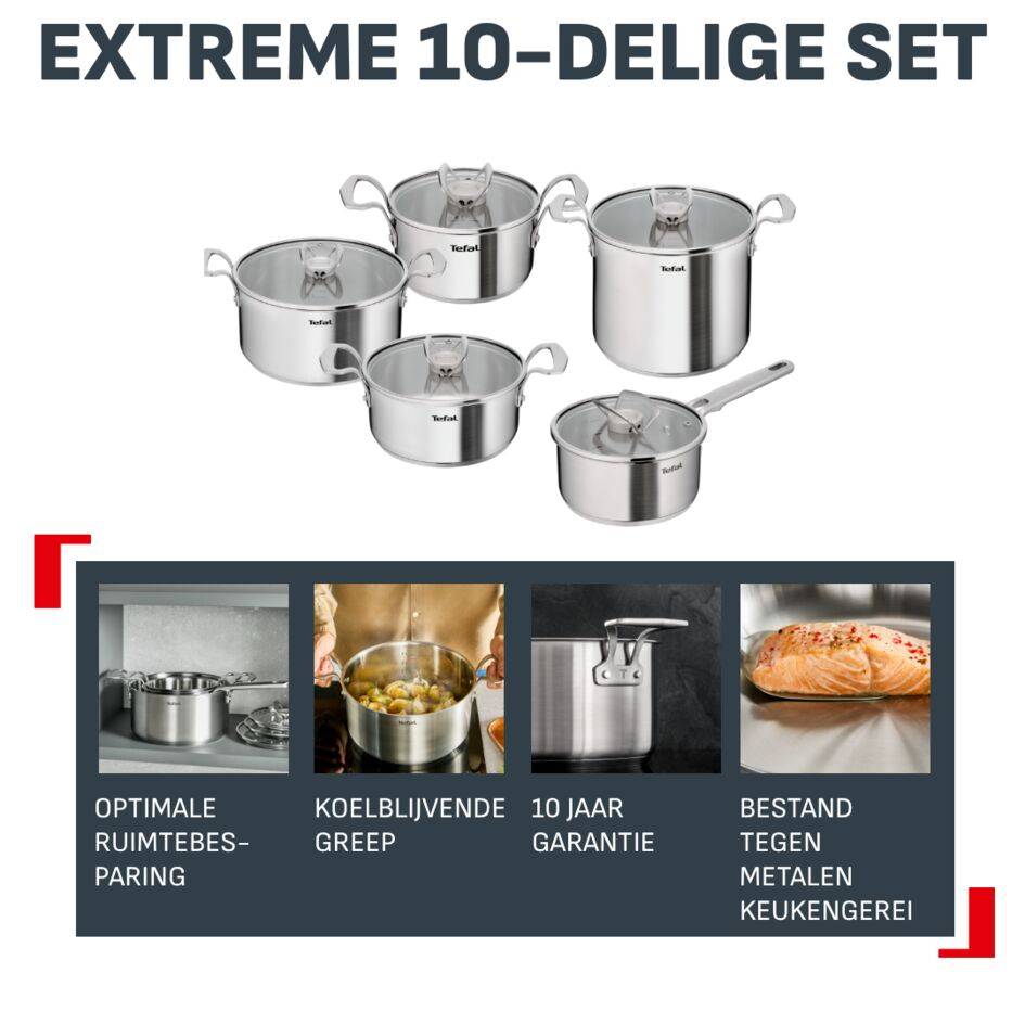 Extreme E529SA25 10-delige set, Inox, inductie