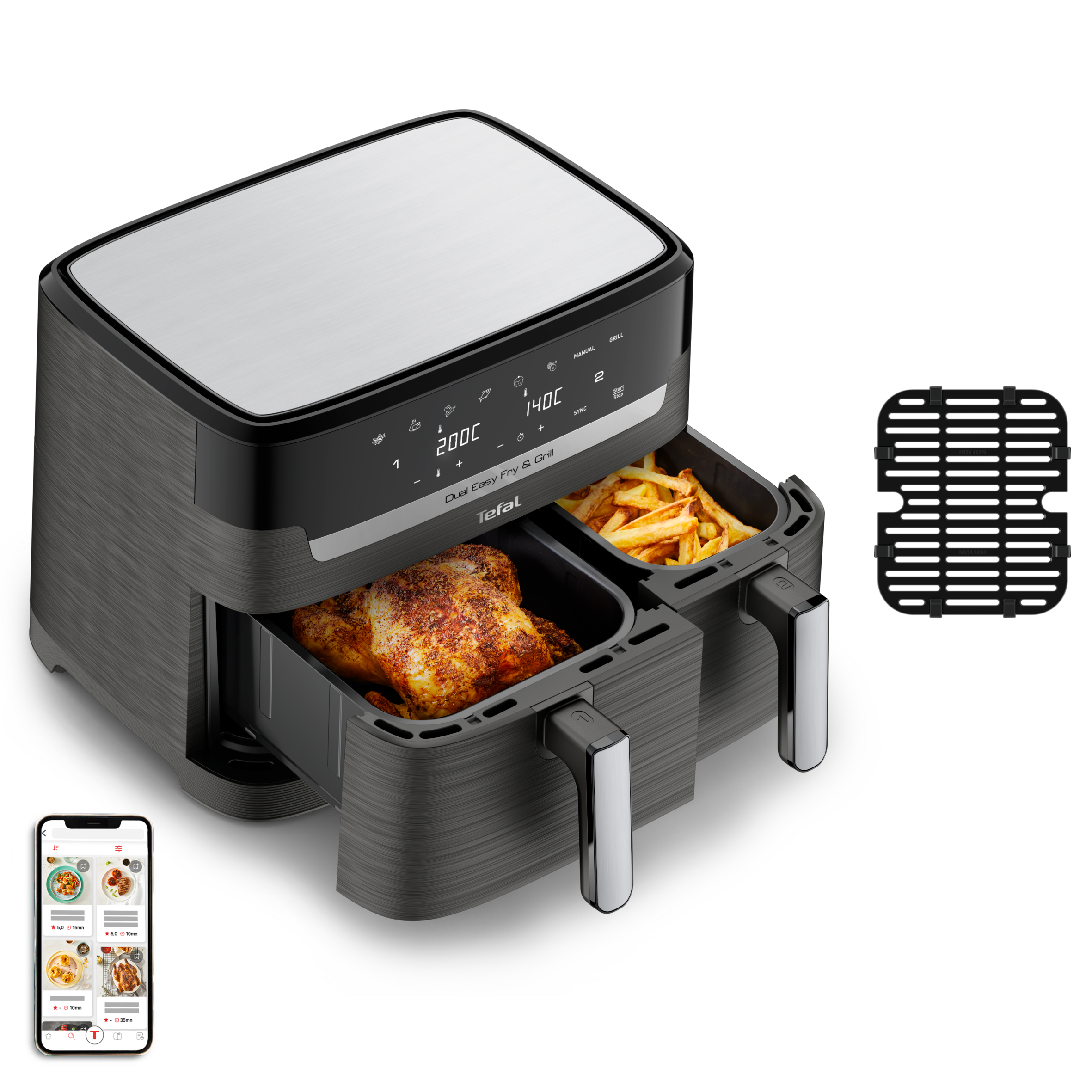 Dual Easy Fry & Grill EY905B10 Air fryer - 8 programmes - 5,2L + 3,1L