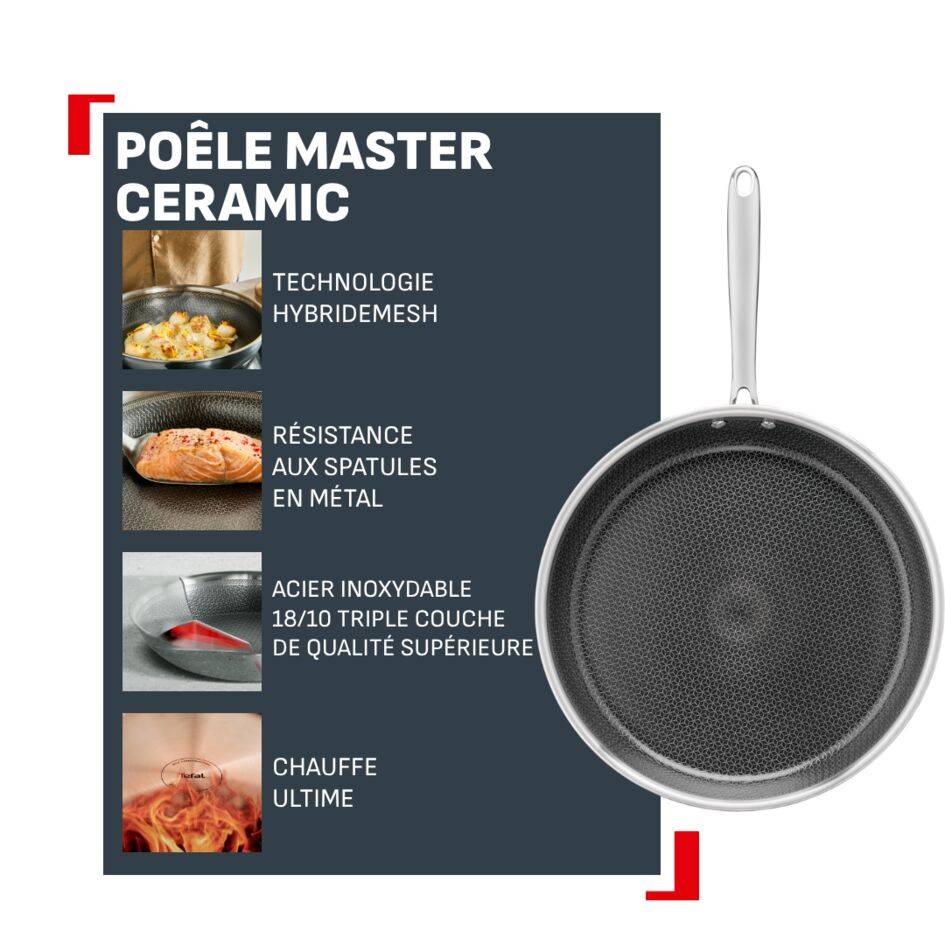 Master Ceramic, Poêle 20&nbsp;cm, Revêtement inox et céramique, Induction