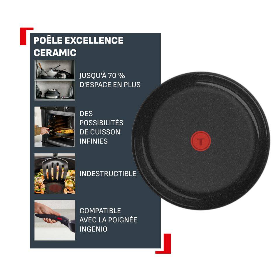 Ingenio Excellence Ceramic L2700302 Poêle en céramique - 22 cm - Induction