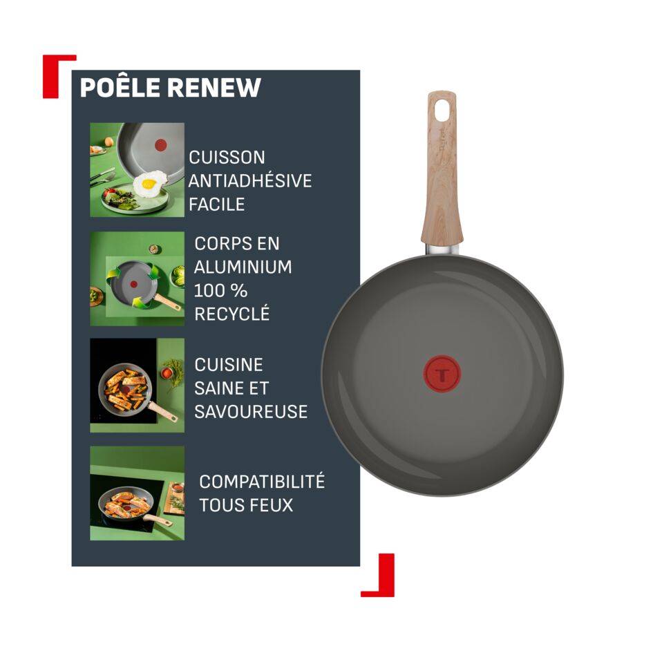 Renew, Poêle 28 cm, Revêtement en céramique antiadhésif, Induction