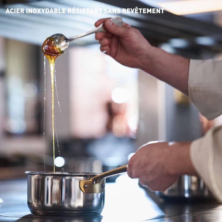 Tefal & Bocuse H8244602 Faitout de 24&nbsp;cm avec couvercle en verre - Acier inoxydable sans revêtement