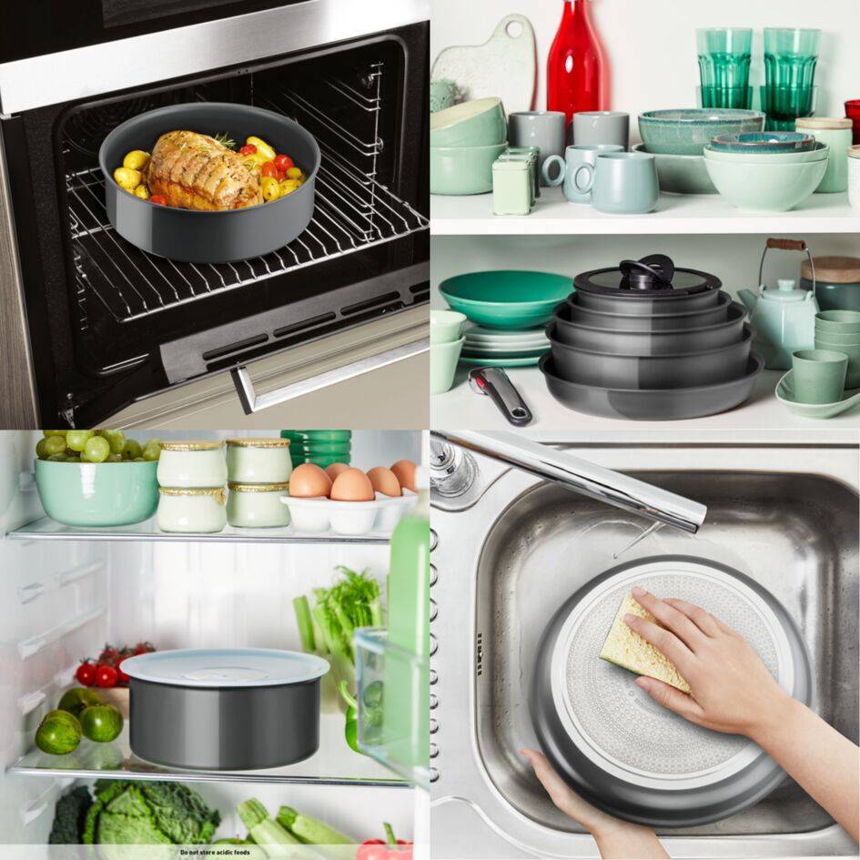 Tefal Ingenio Renew ON 3-delige pannenset, verwijderbare handgreep, keramische antiaanbaklaag, duurzaam ontworpen, gerecycled, gezond koken, Thermo-Signal, alle kookplaten inclusief inductie, L26191