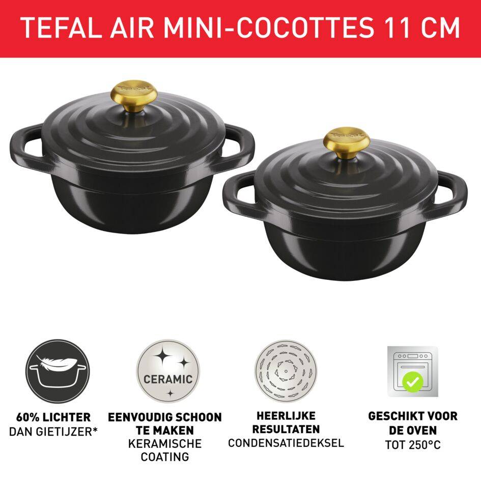 Air E255S204 Set van 2 aluminium kookpotten - 11 cm - Inductie