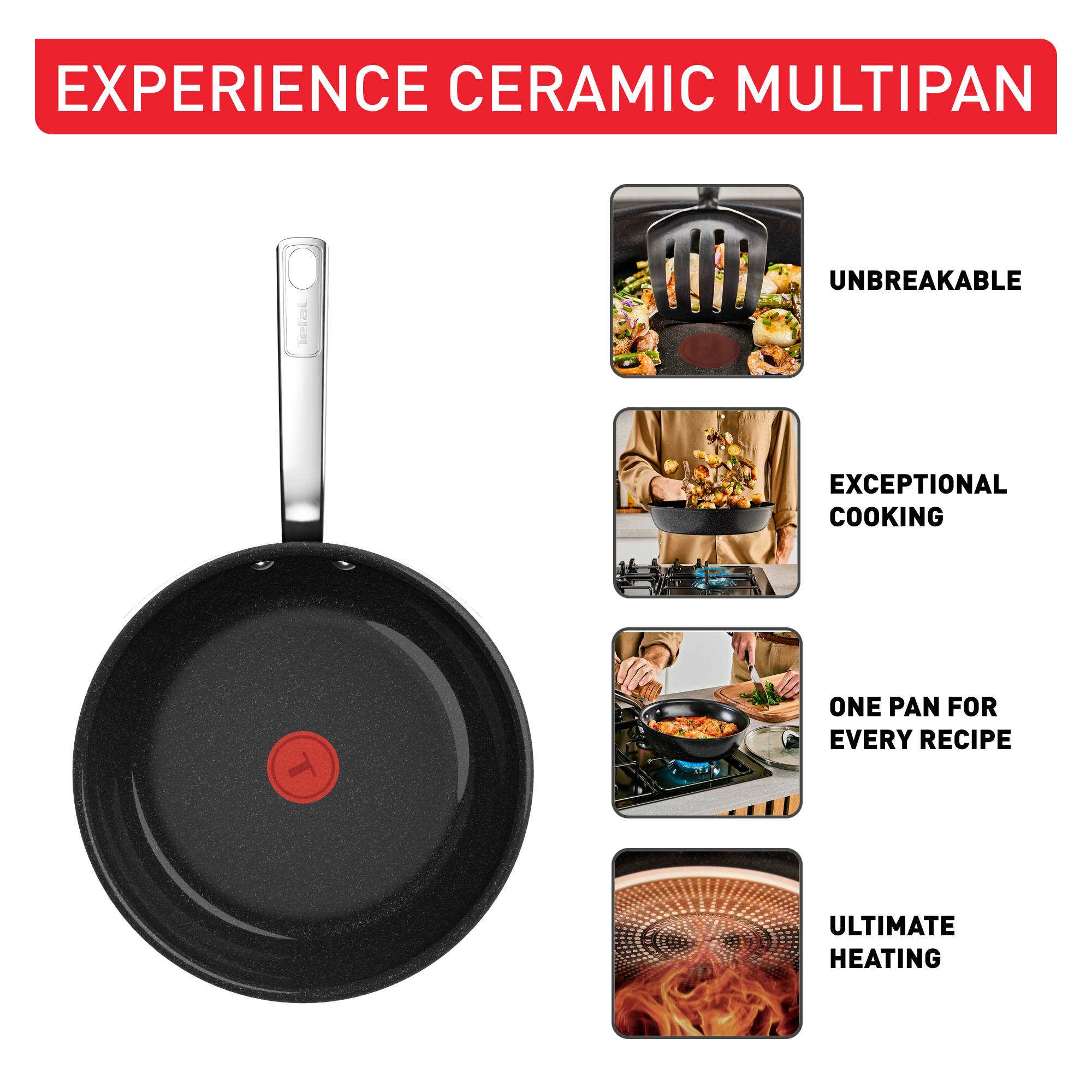 Experience Ceramic G2228202 Multiwok + Deksel - 26 cm - Inductie