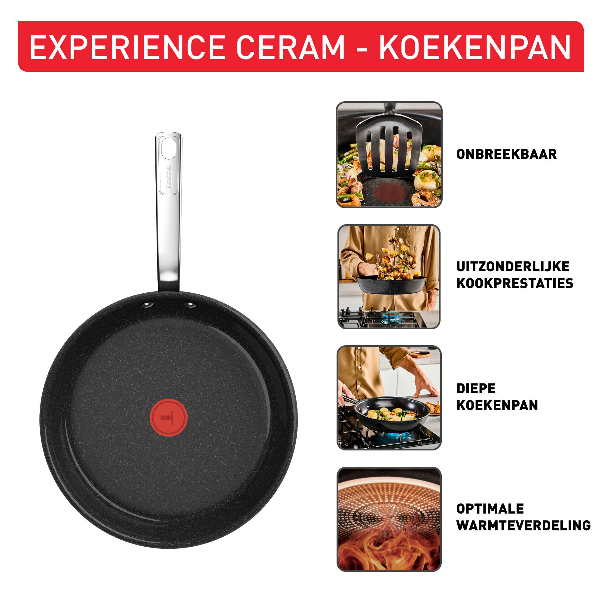 Experience Ceramic, G2220802 Braadpan 32 cm - hoogwaardig keramisch antiaanbaklaag - inductie