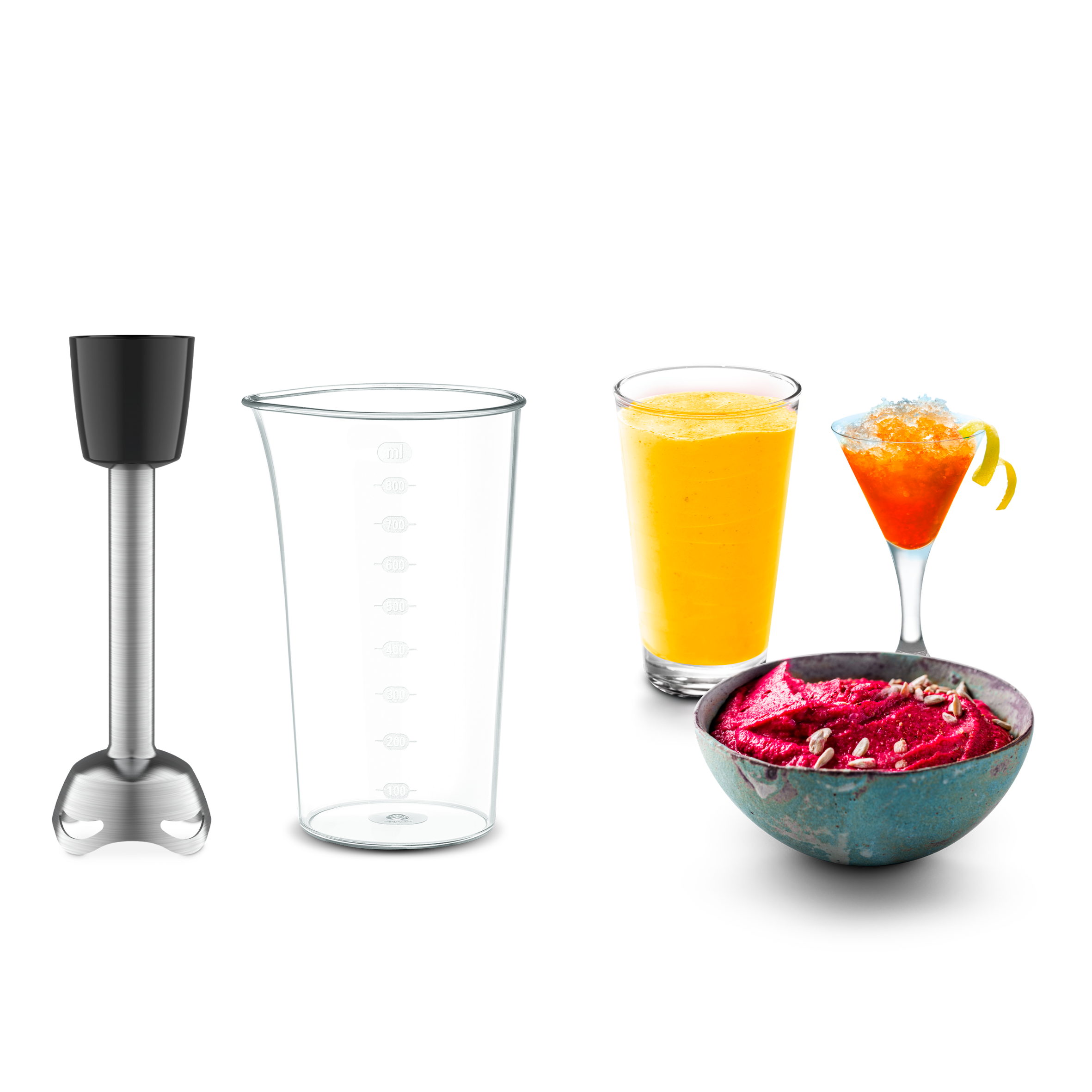 Powermix Silence HT652538 Batteur + crochets pétrisseurs + accessoire pied mixeur