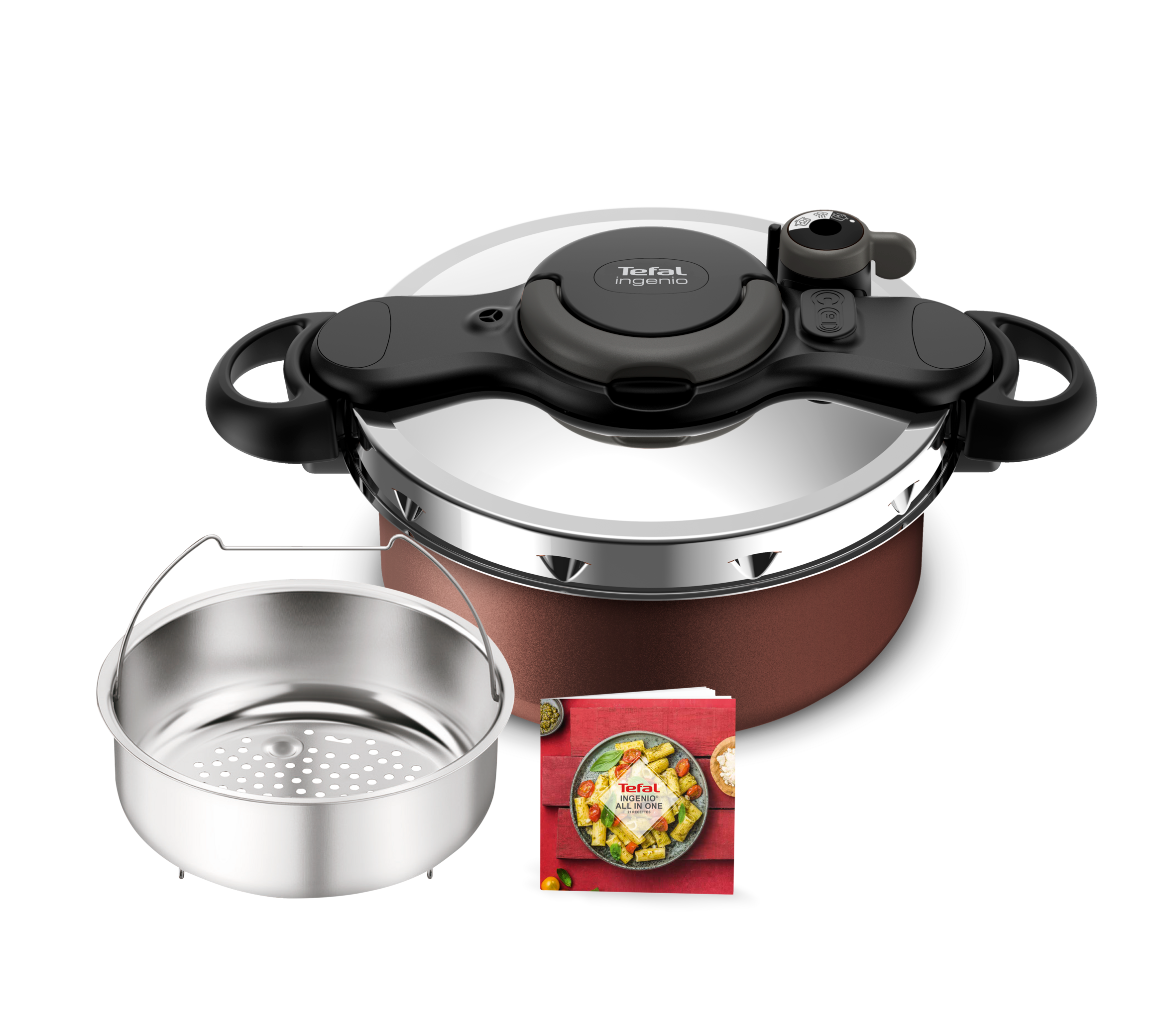 Ingenio All-in-One P4704201 Set cocotte minute + poêle + casserole + poignée amovible + protège-poêles