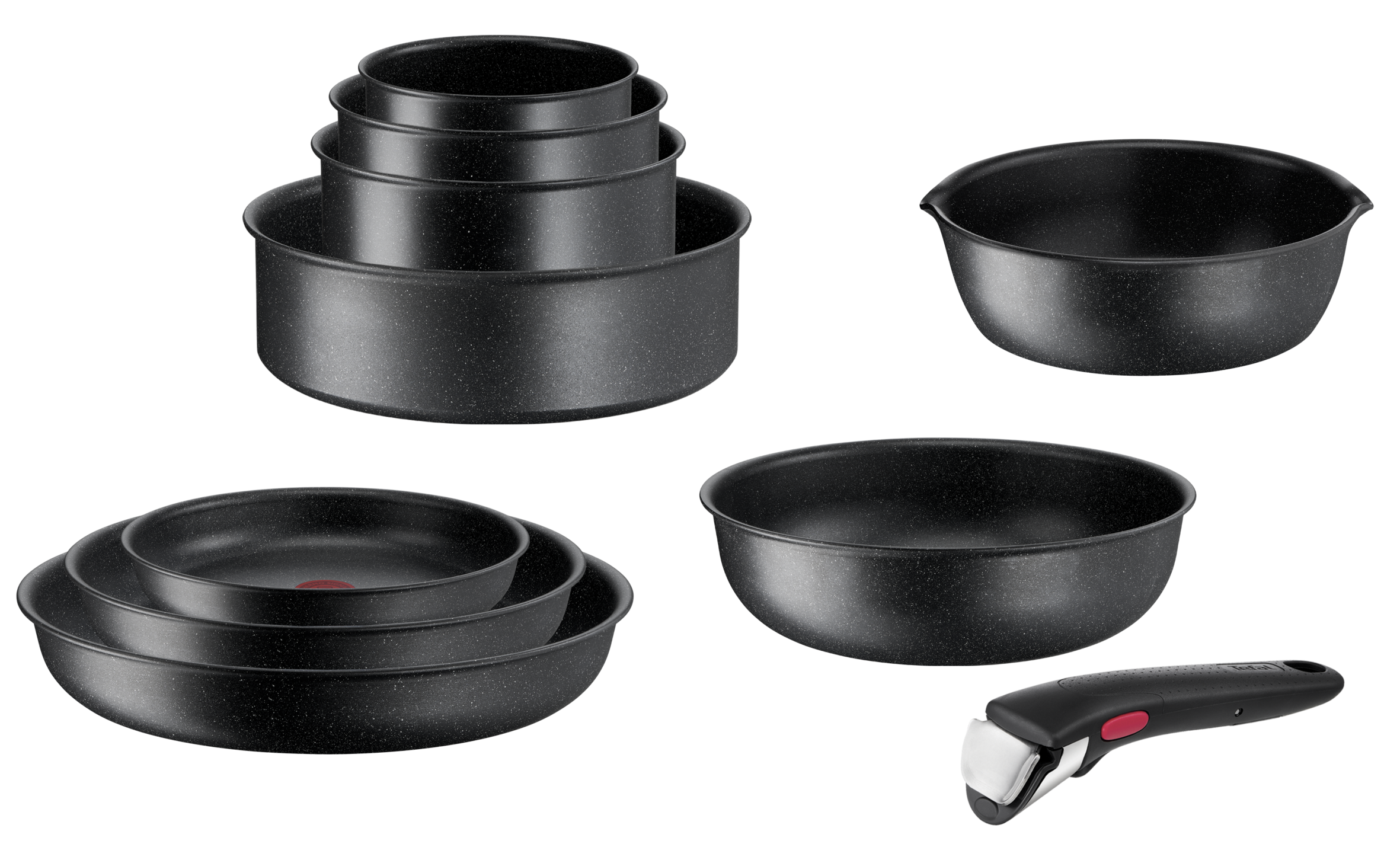 Ingenio Black Stone L3999032 Set de 2 poêles 24/28 cm + poignée amovible - Induction