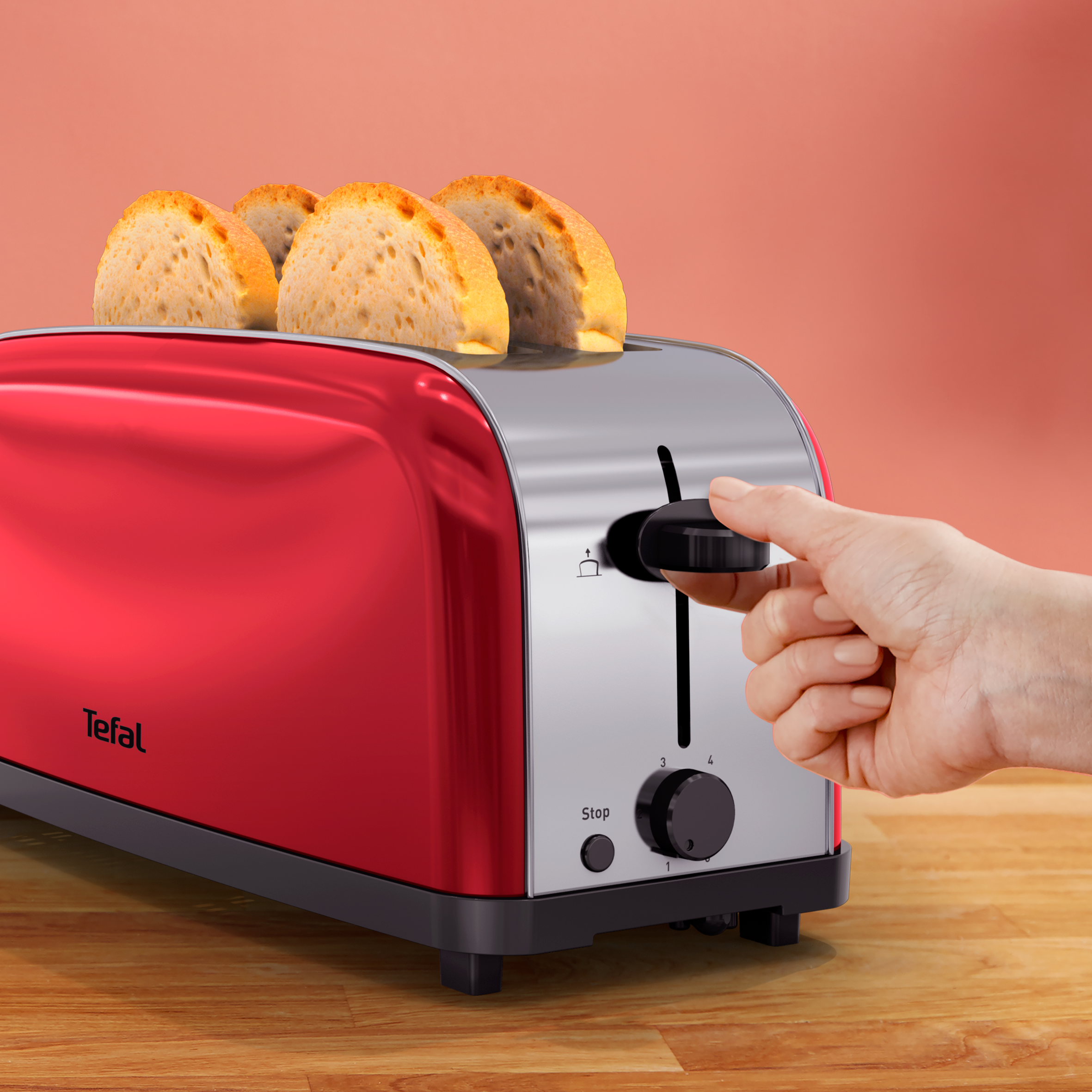 Grille-Pain 2&nbsp;fentes longues Lie-de-vin TL330511