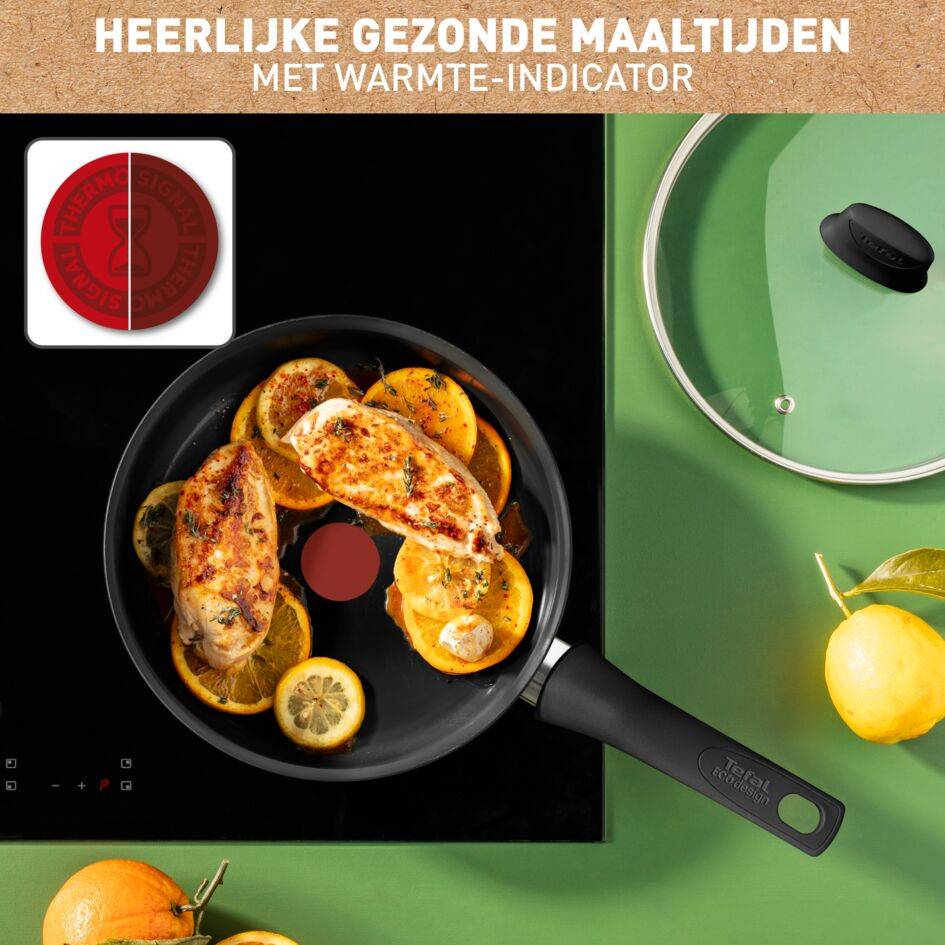 Renew Black On C4353232 Keramische sauteerpan + glazen deksel - 24 cm - Inductie