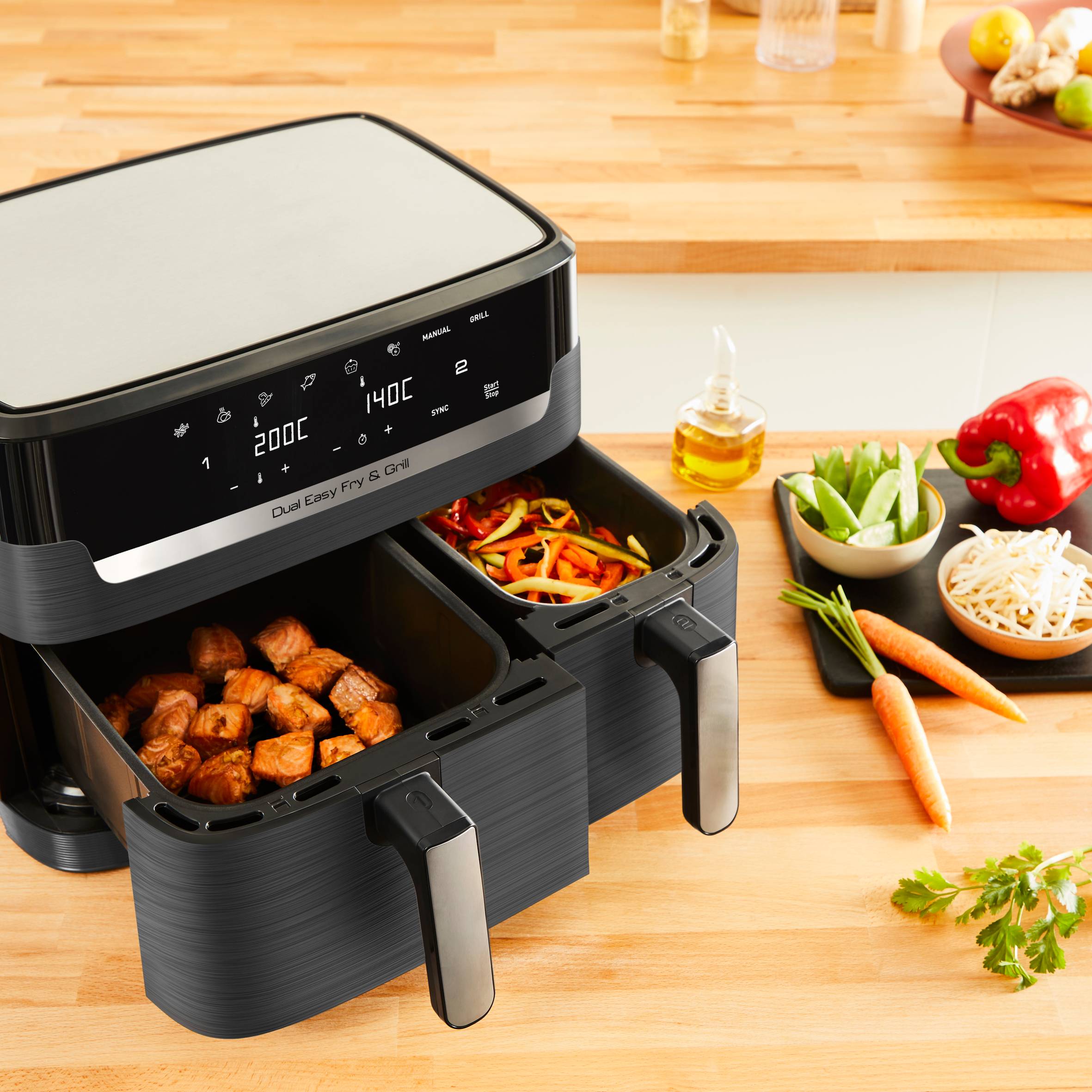 Dual Easy Fry & Grill EY905B10 Air fryer - 8 programma's - 5,2L + 3,1L