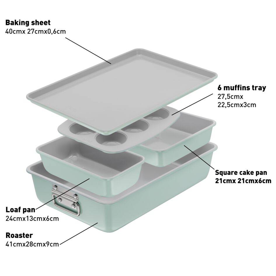 Ceramik, Set 5&nbsp;pièces, Moules à pâtisserie, Empilables, Revêtement céramique