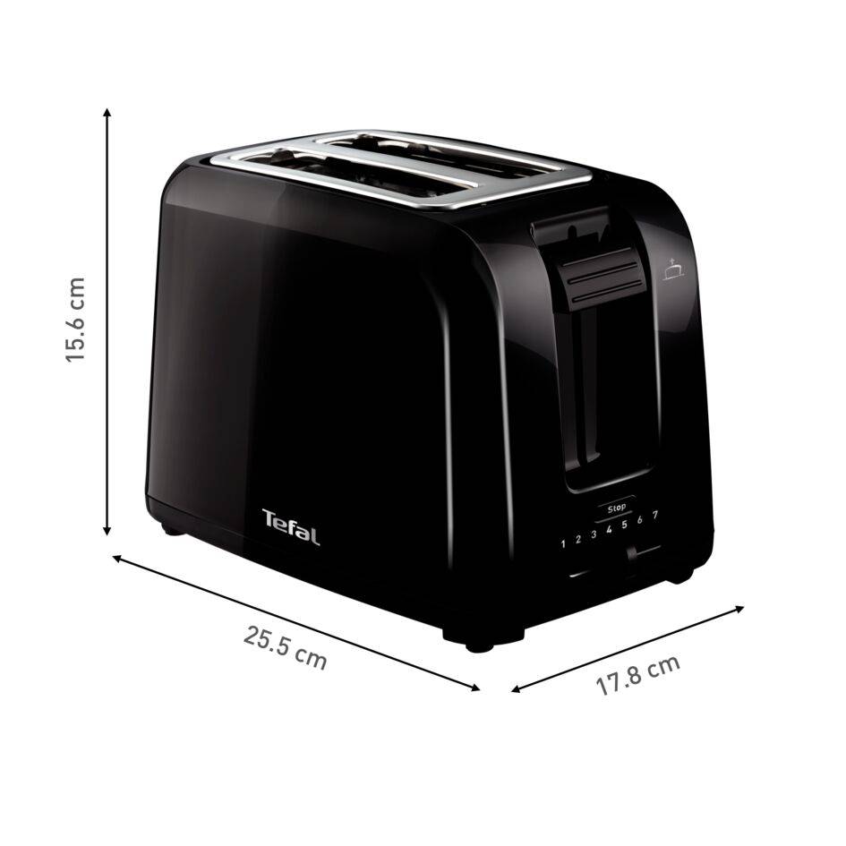 Vita 2-Slot Toaster, Breakfast Appliance, Removable Crumb Tray, Black