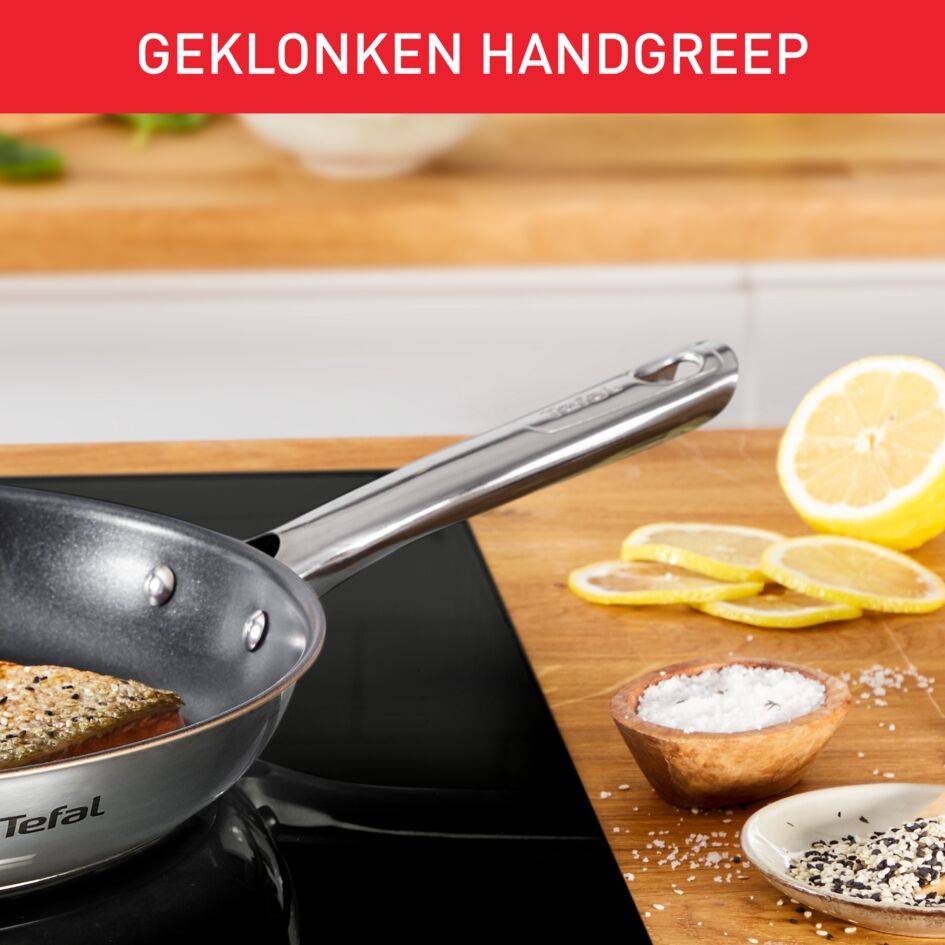 Duetto On, set 3 braadpannen 20/24/28 cm, premium roestvrij staal, 10 jaar garantie, krokante resultaten