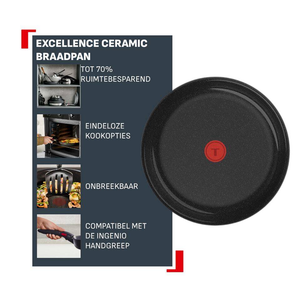 Ingenio Excellence Ceramic L2700502 braadpan - 26 cm - Fusion Core - Inductie
