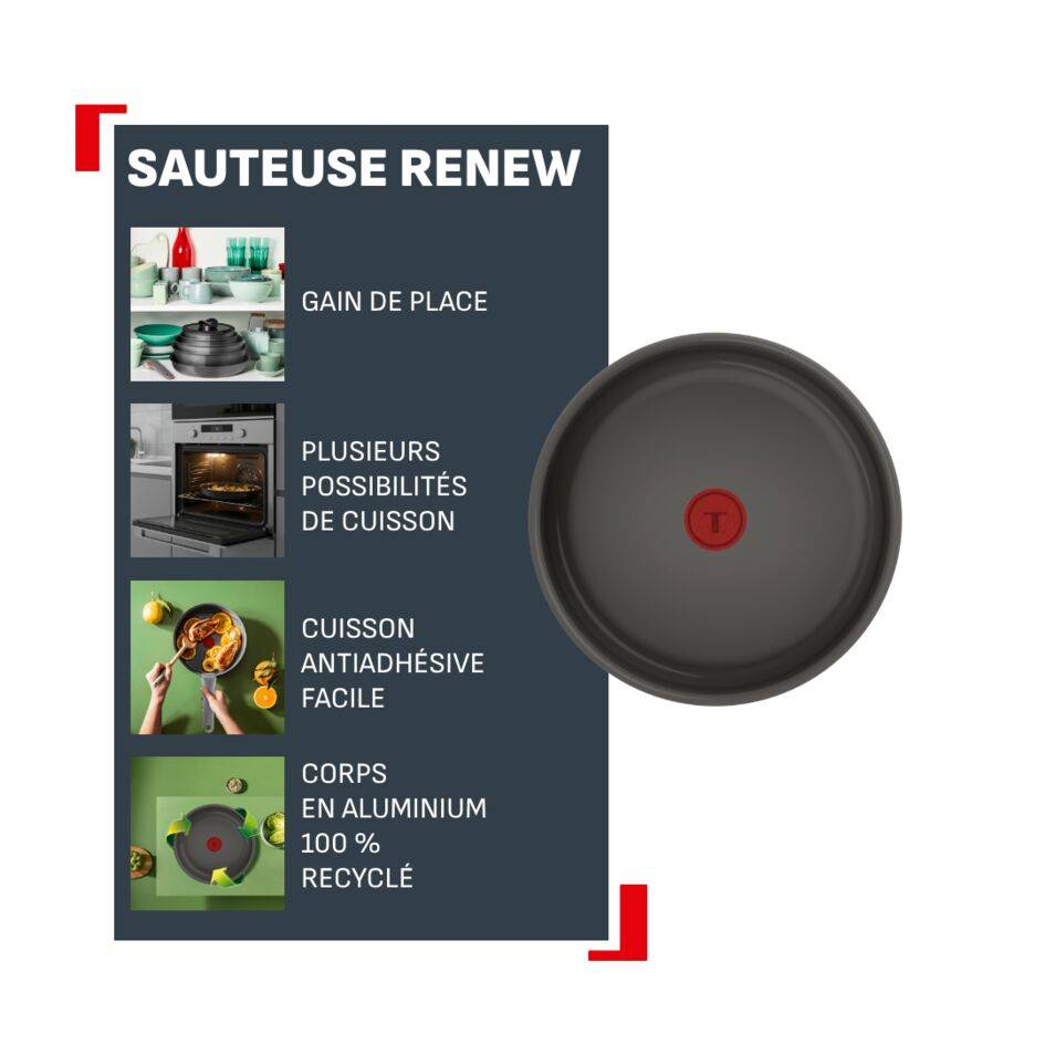 Renew Ceram P2003502 Sauteuse - 24 cm - Induction