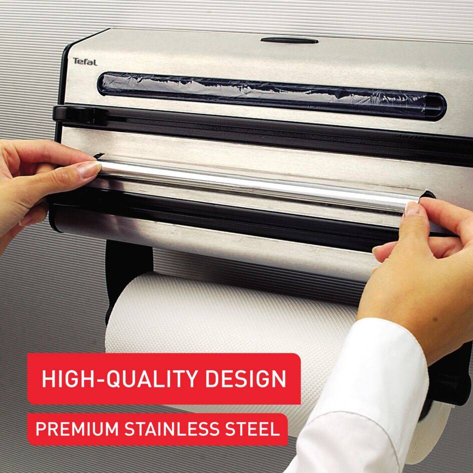 Ingenio K1887904 Triple distributeur : essuie-tout, papier aluminium, film plastique