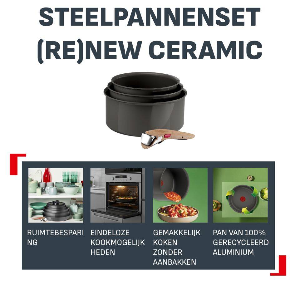 Ingenio Renew Ceramic L2729302 - 4-delige set - Keramische - Inductie