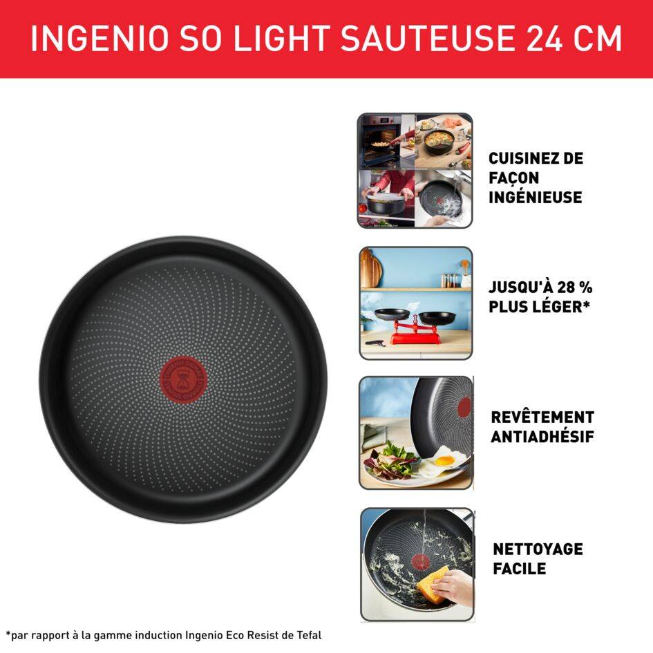 Ingenio So'Light L7233502 Sauteuse - 24 cm - Induction