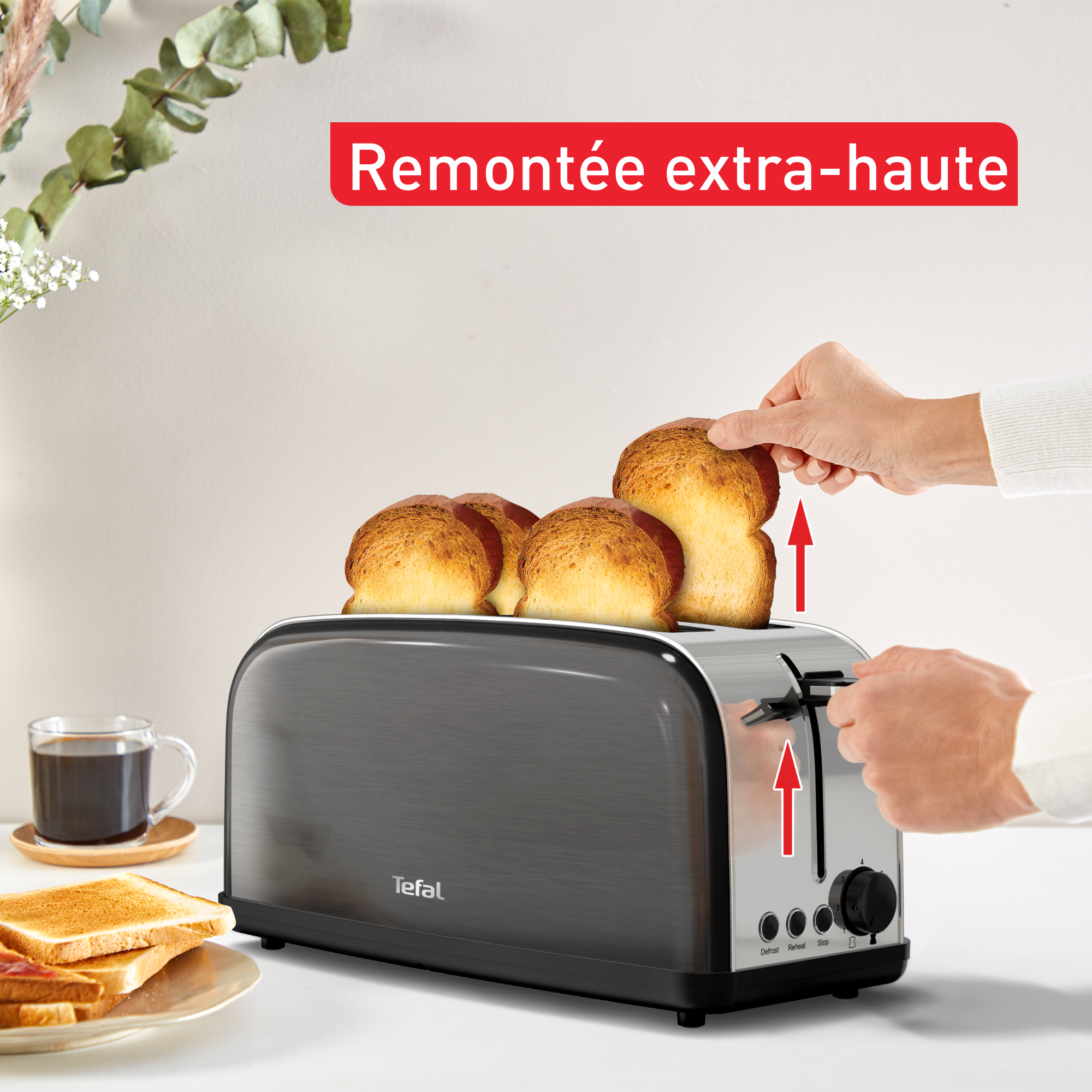 Grille-pain 2 longues fentes Equinox noir