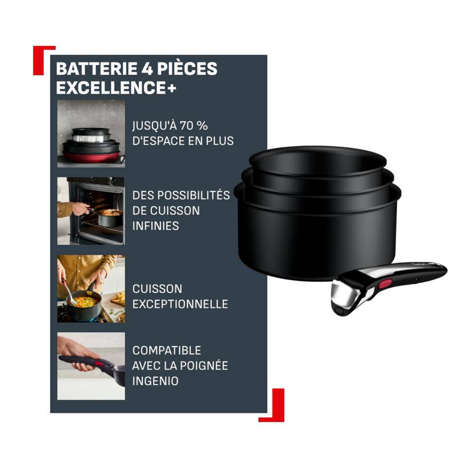 Ingenio Excellence+ P0079002 Set de 4 poêlons 16/18/20 cm - Induction