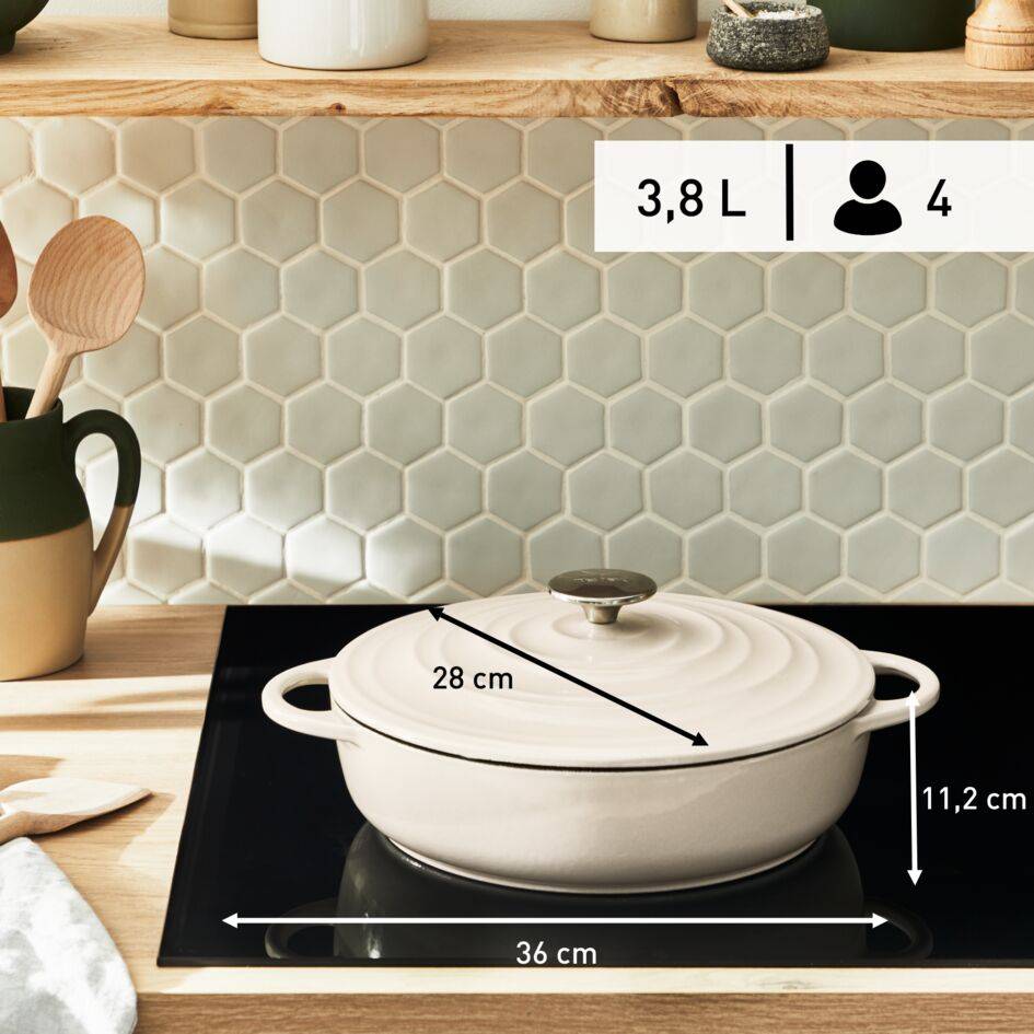 Lov E2597204 Cocotte en fonte peu profonde - 28 cm - Induction