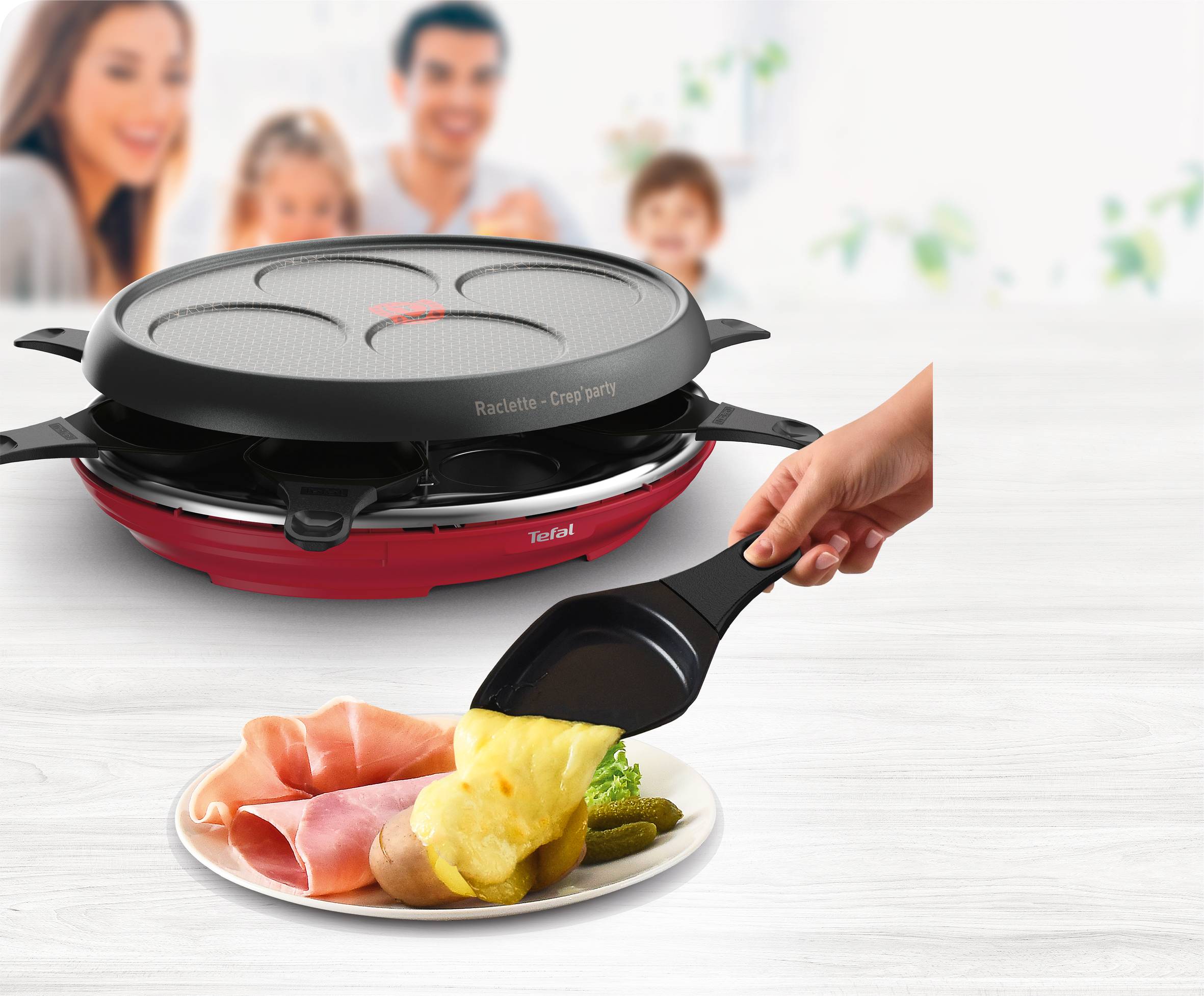 Colormania RE310512 Appareil à raclette 8 personnes et CRÊPES'PARTY - Rouge