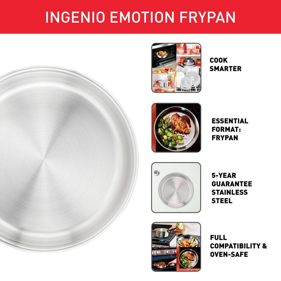 Emotion Ongecoate Roestvrijstalen Frypan 24 cm