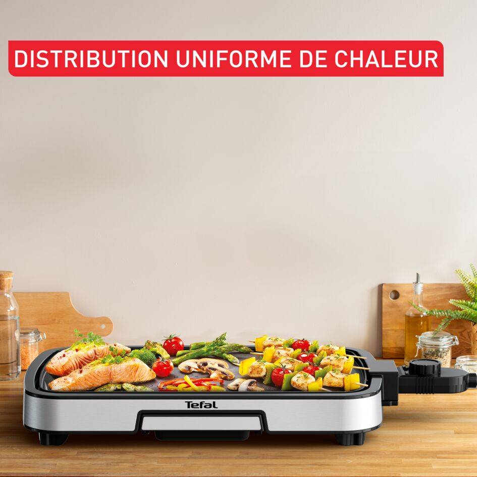 Plancha Inox, Plancha électrique, 6&nbsp;personnes, Revêtement antiadhésif