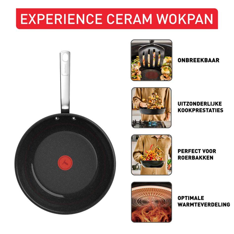 Experience Ceramic G2221902 Wokpan 28 cm - hoogwaardig keramisch antiaanbaklaag - Inductie