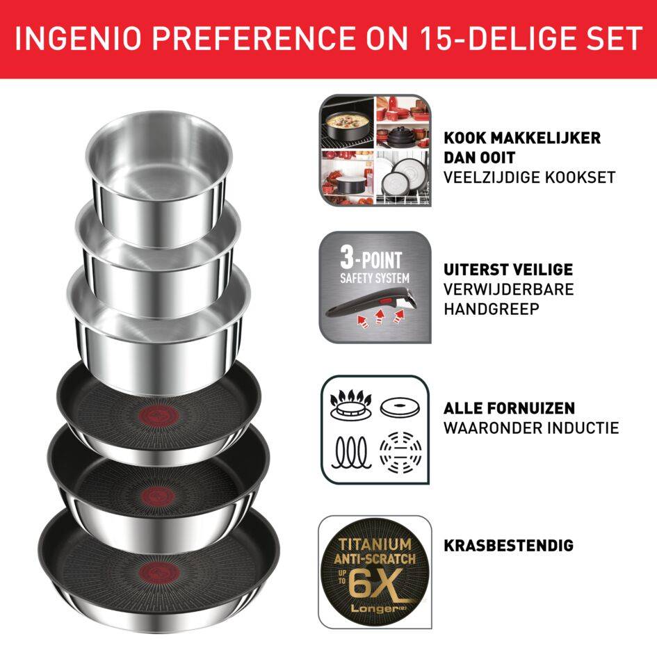 Ingenio Préférence On L9749532 Potten- en pannenset 15 stuks