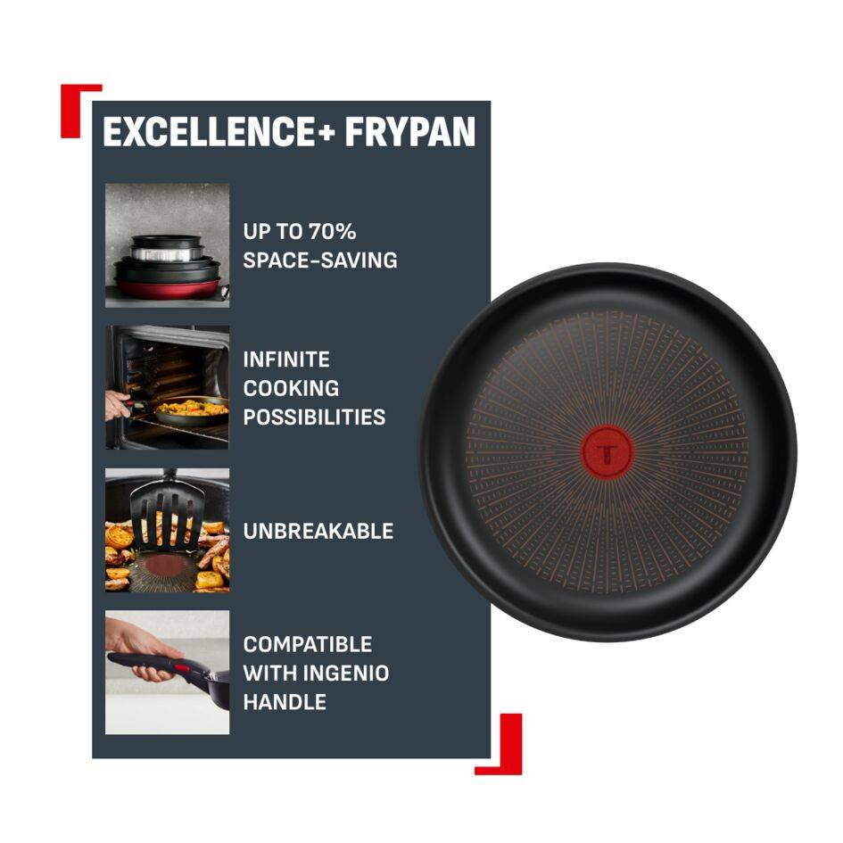 Ingenio Excellence+ P0000624 Braadpan met afneembare handgreep – 28 cm – Inductie