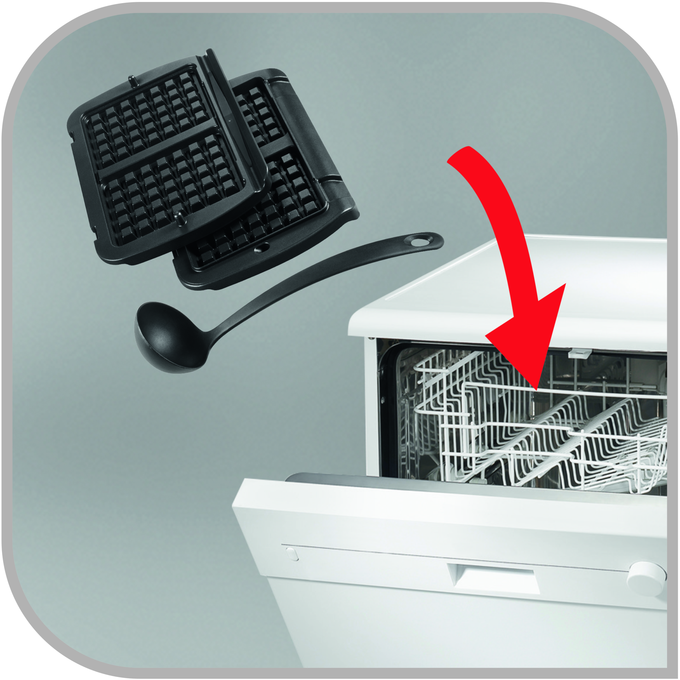 Wafelijzerplaten + pollepel XA724810 Voor Optigrill, Optigrill+ en Optigrill Elite