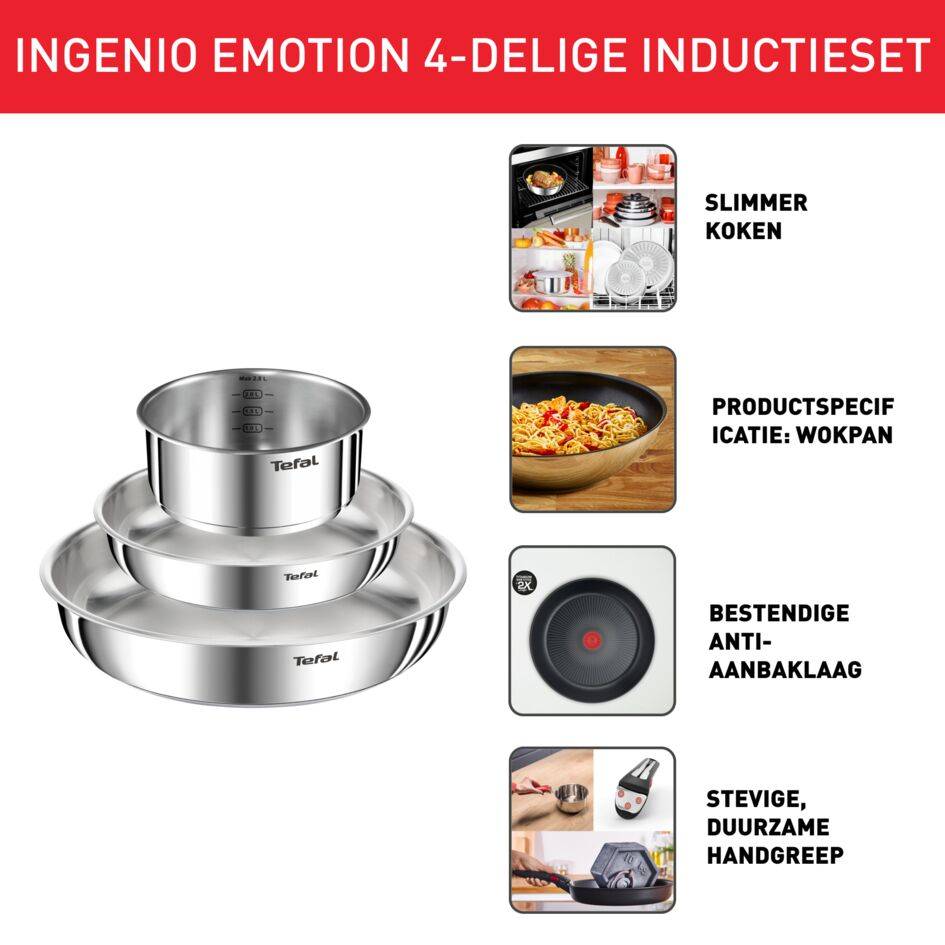 Ingenio Emotion L896S453 4-delige pannenset - Inductie