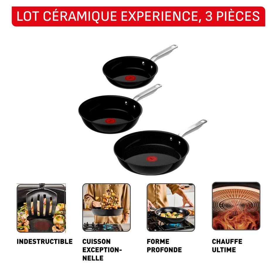 Experience Ceramic G2229143 Set de 3 poêles à frire 20/24/28 cm - Induction