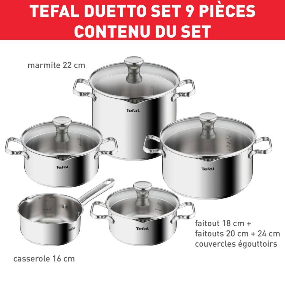 Duetto A705S936 Set inox de 9 pièces - Induction