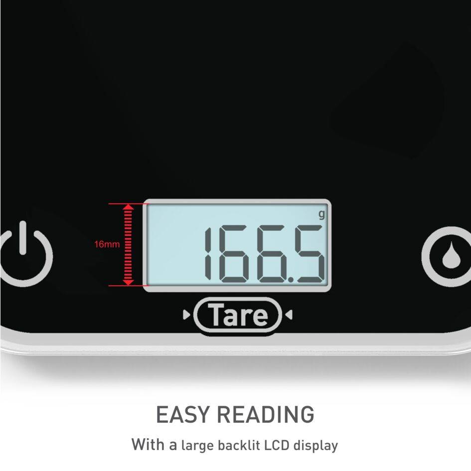 Optiss BC50U5V0, elektronische keukenweegschaal, makkelijk af te lezen display, krasbestendig