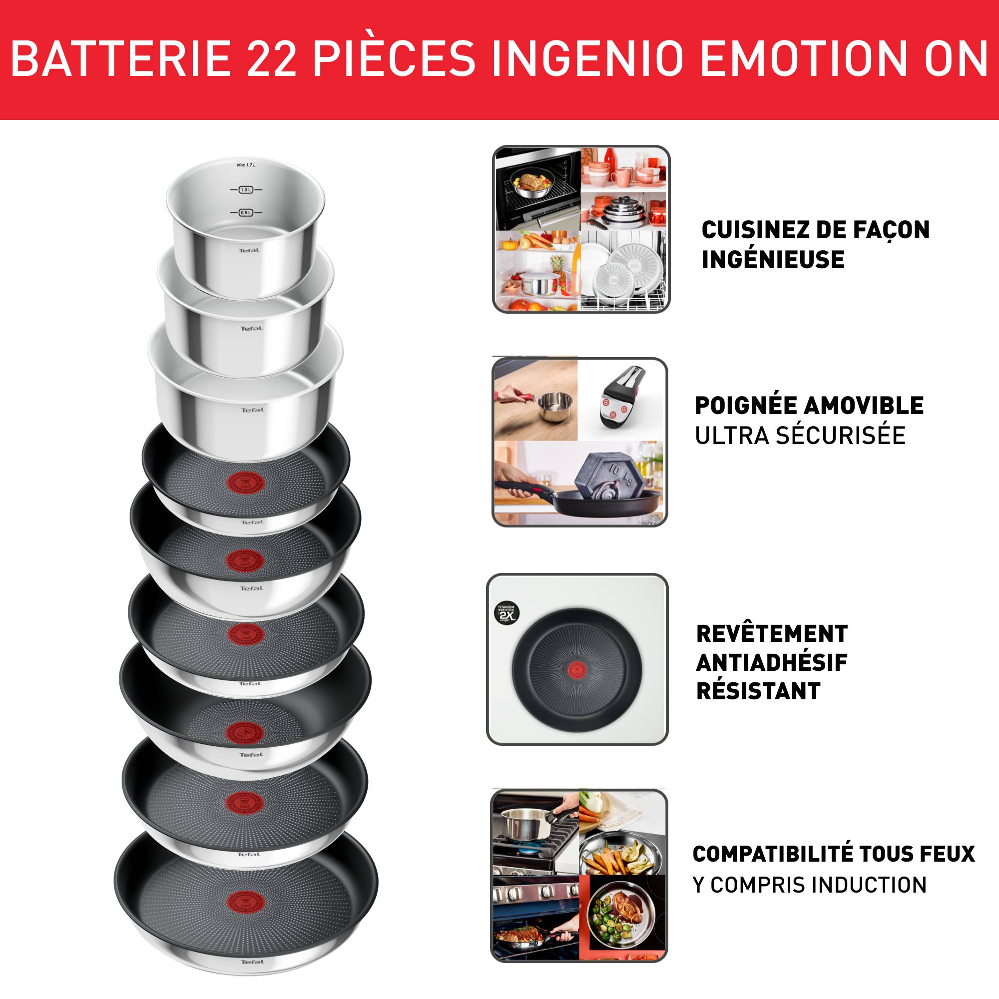 Ingenio Emotion L897SM74 Set de 22 pièces - Induction