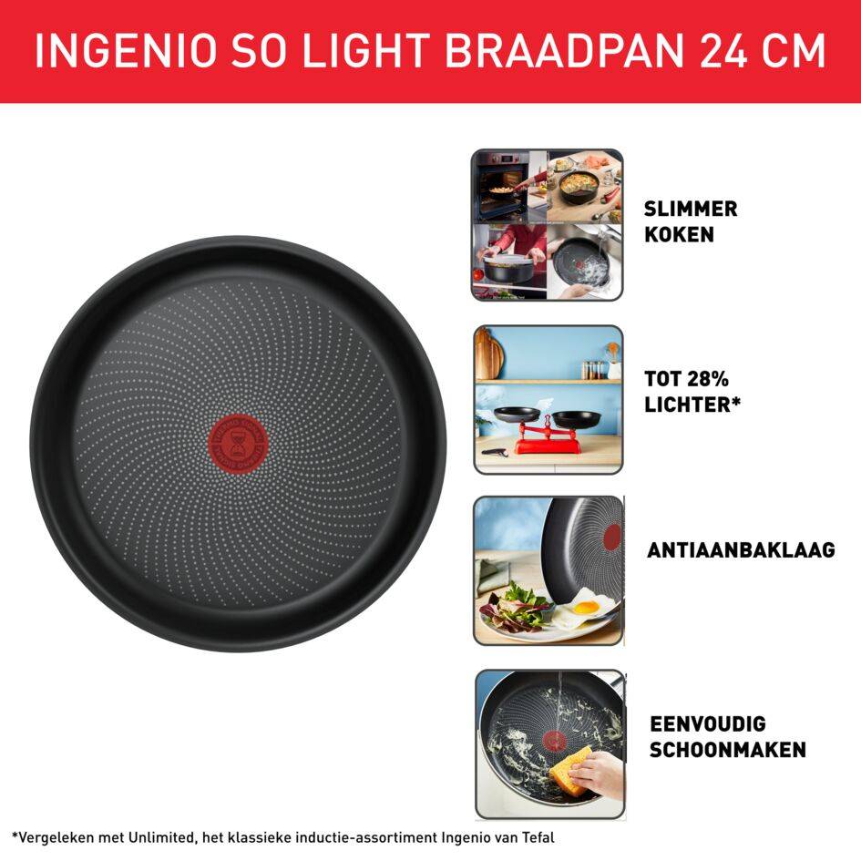 Ingenio So'Light L7230402 Braadpan - 24 cm - Inductie