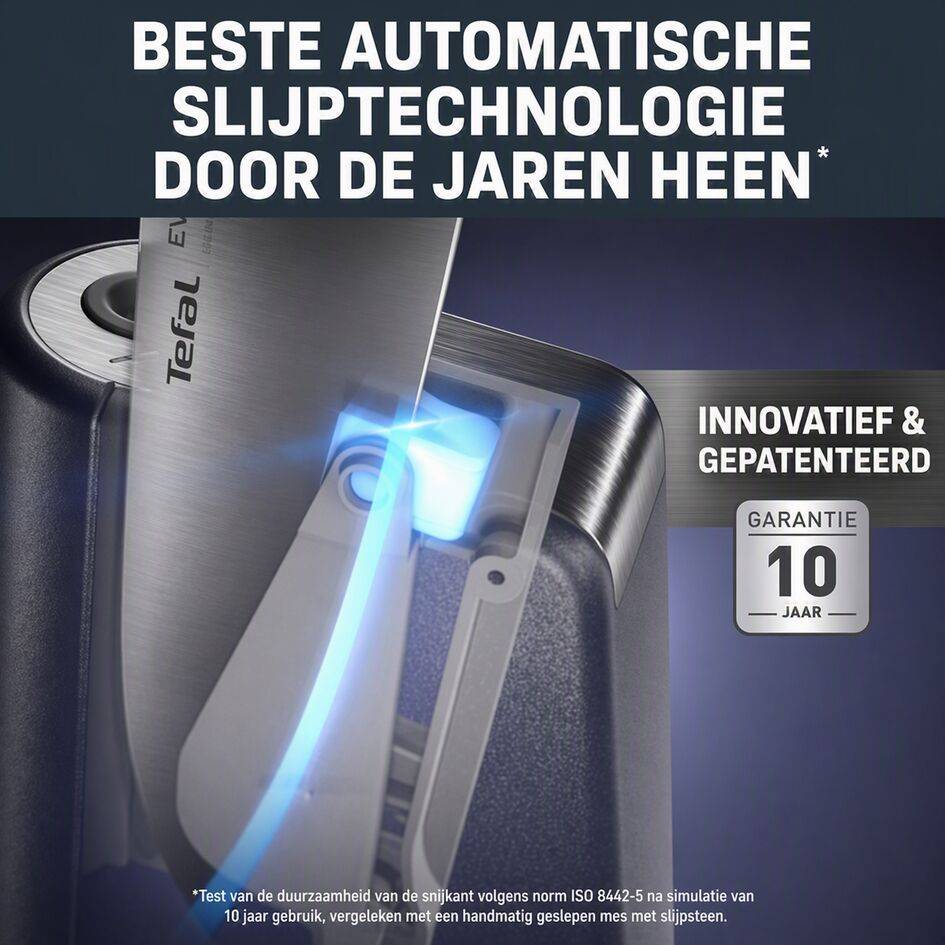 EverSharp K297S244 Koksmes + messenblok met geïntegreerde slijper