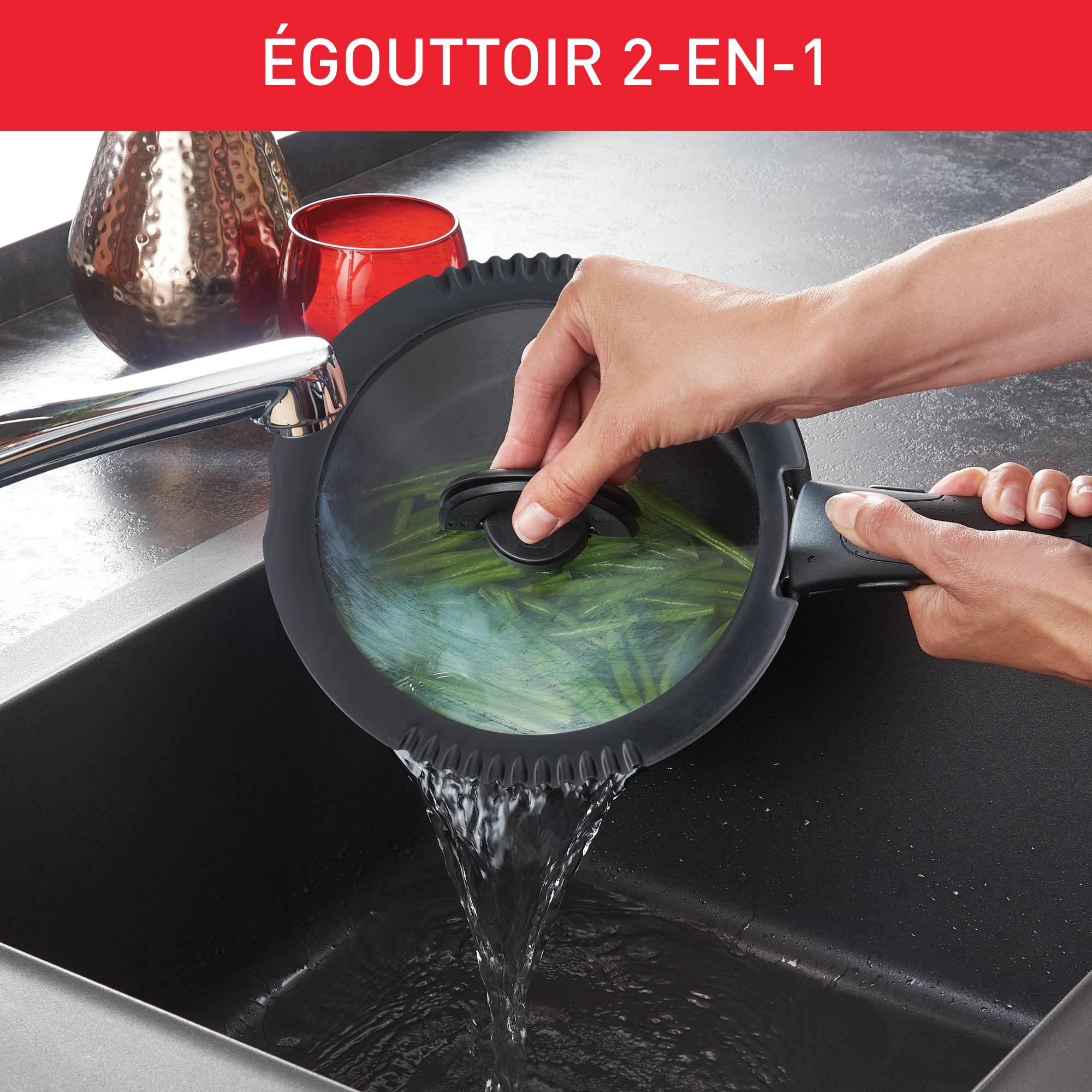 Ingenio L9881002 Set de 3 couvercles égouttoirs 16/18/20 cm