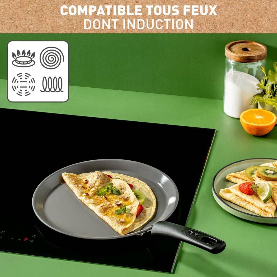 Renew Black On C4353832 Poêle à crêpes en céramique - 25 cm - Induction