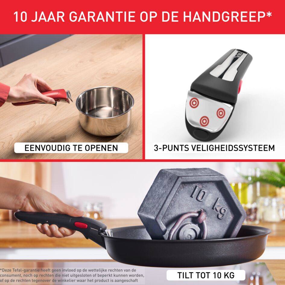 Ingenio Emotion L8968445  Set van 3 pannen 22/24/28 cm + afneembare handgreep - Inductie