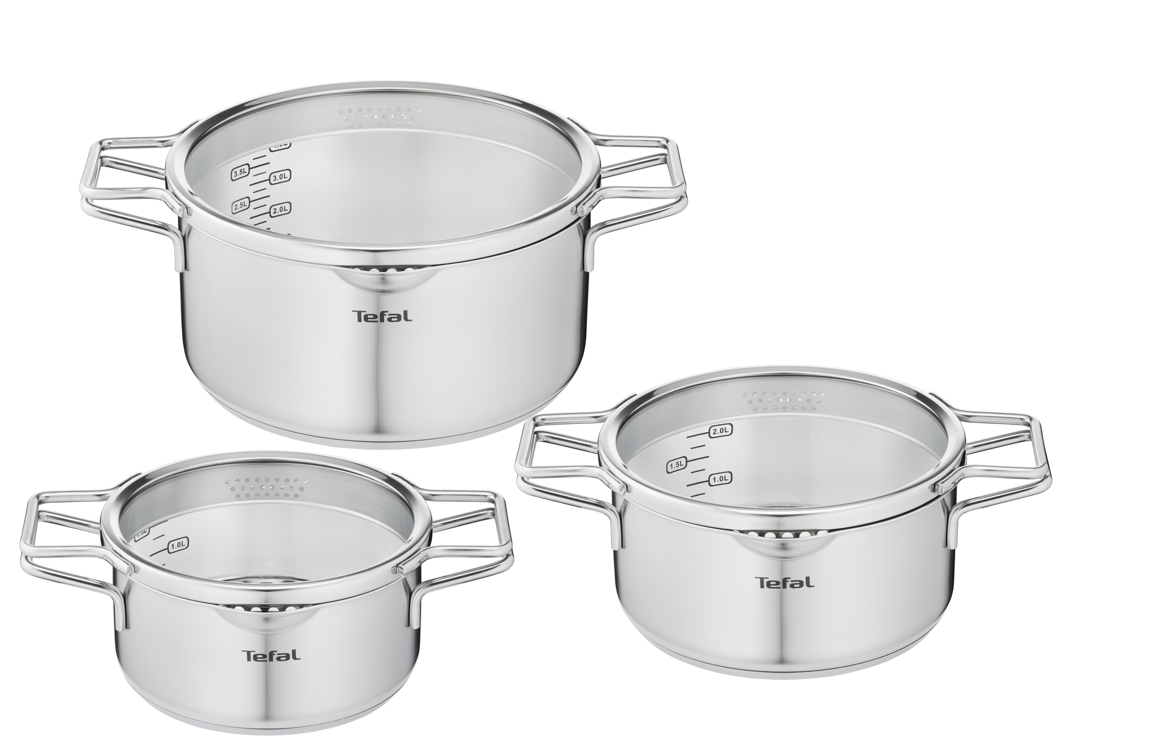 Nordica H852S655 Set de 3 casseroles inox 18/20/24 cm + 3  couvercles