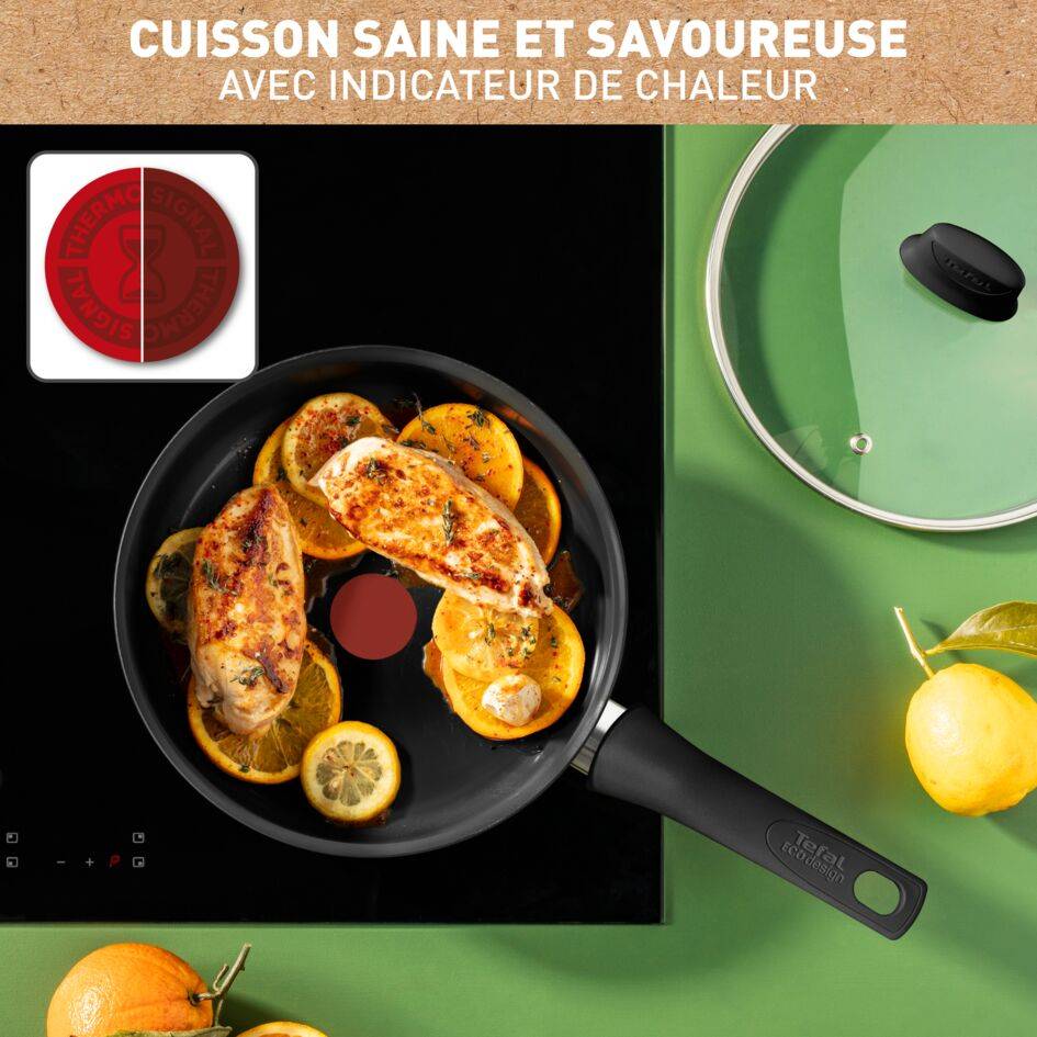 Renew Black On C4353232 Sauteuse en céramique + couvercle en verre - 24 cm - Induction
