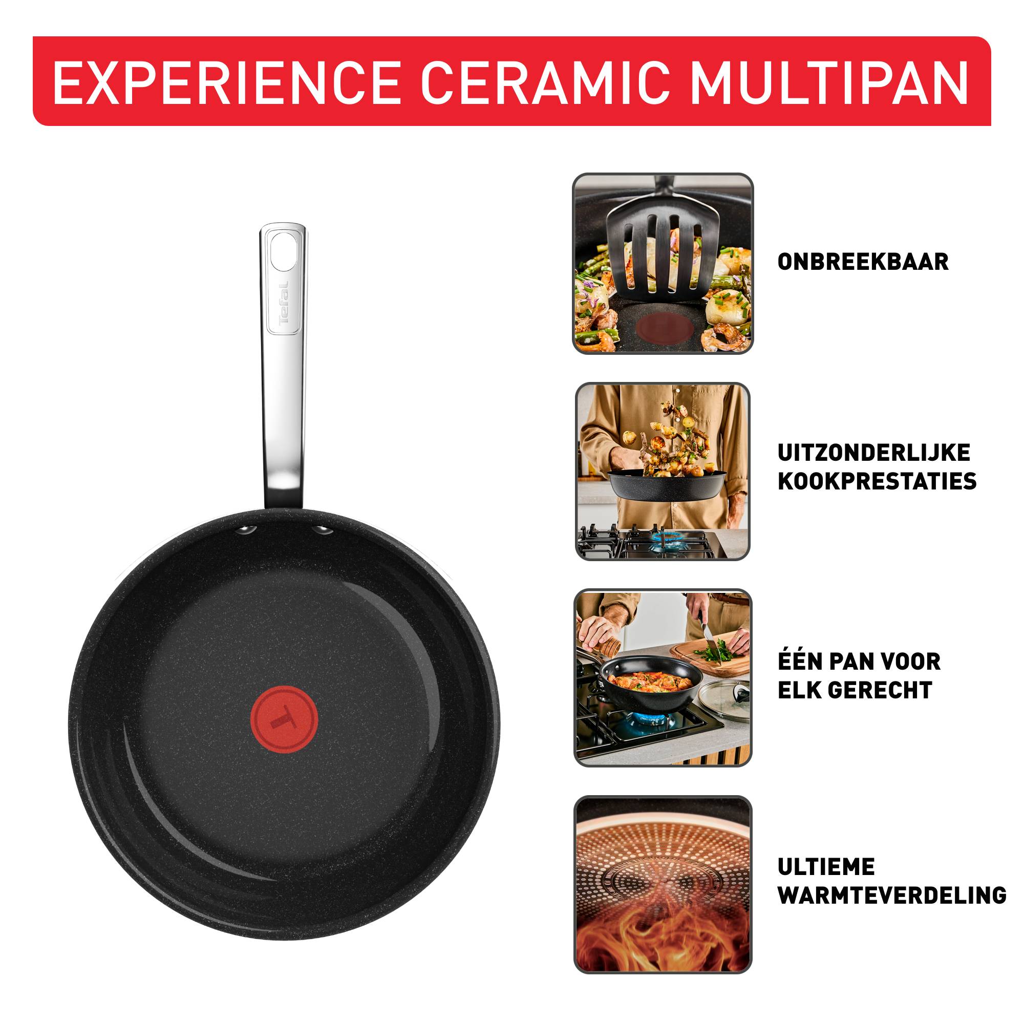 Experience Ceramic G2228202 Multiwok + Deksel - 26 cm - Inductie