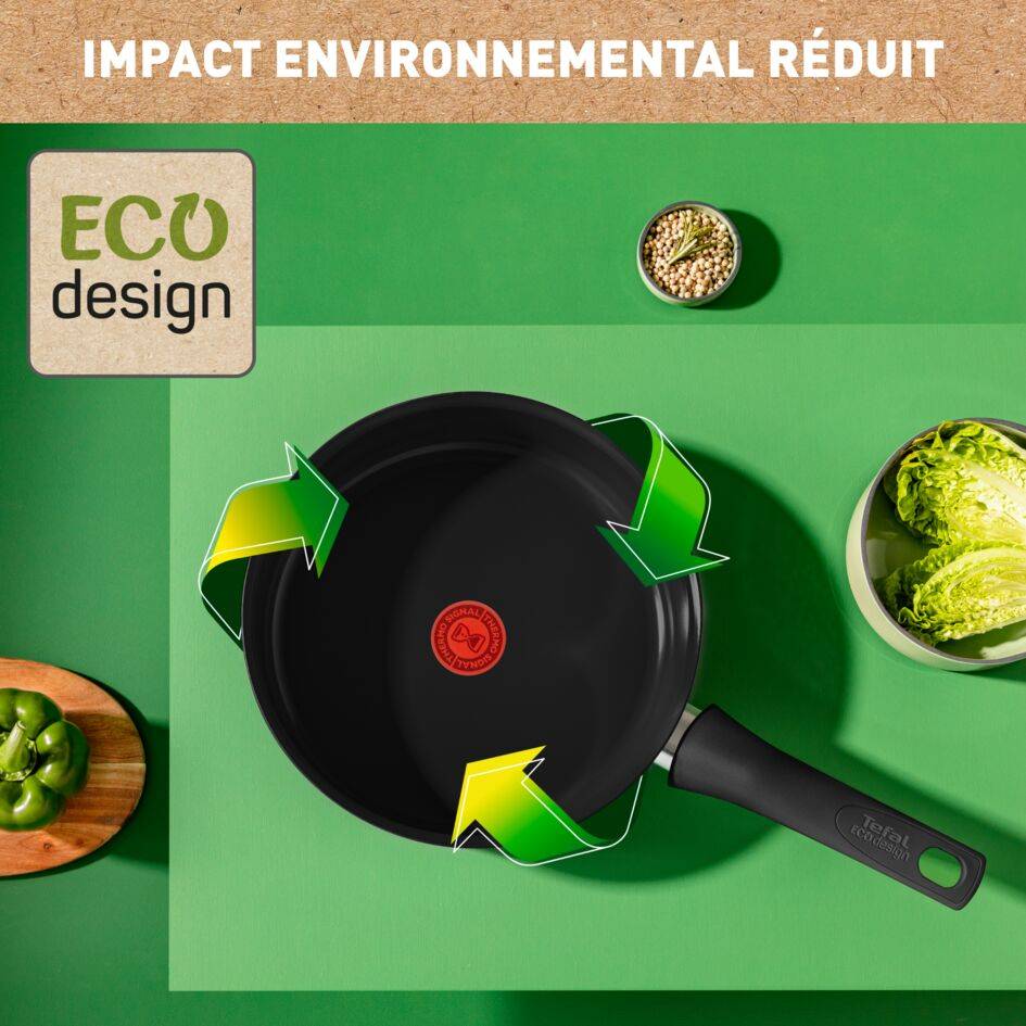 Renew Black On C4353232 Sauteuse en céramique + couvercle en verre - 24 cm - Induction