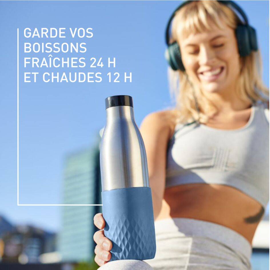 Bludrop Sleeve N3110710 Gourde inox et silicone - 0,5L - Bleu