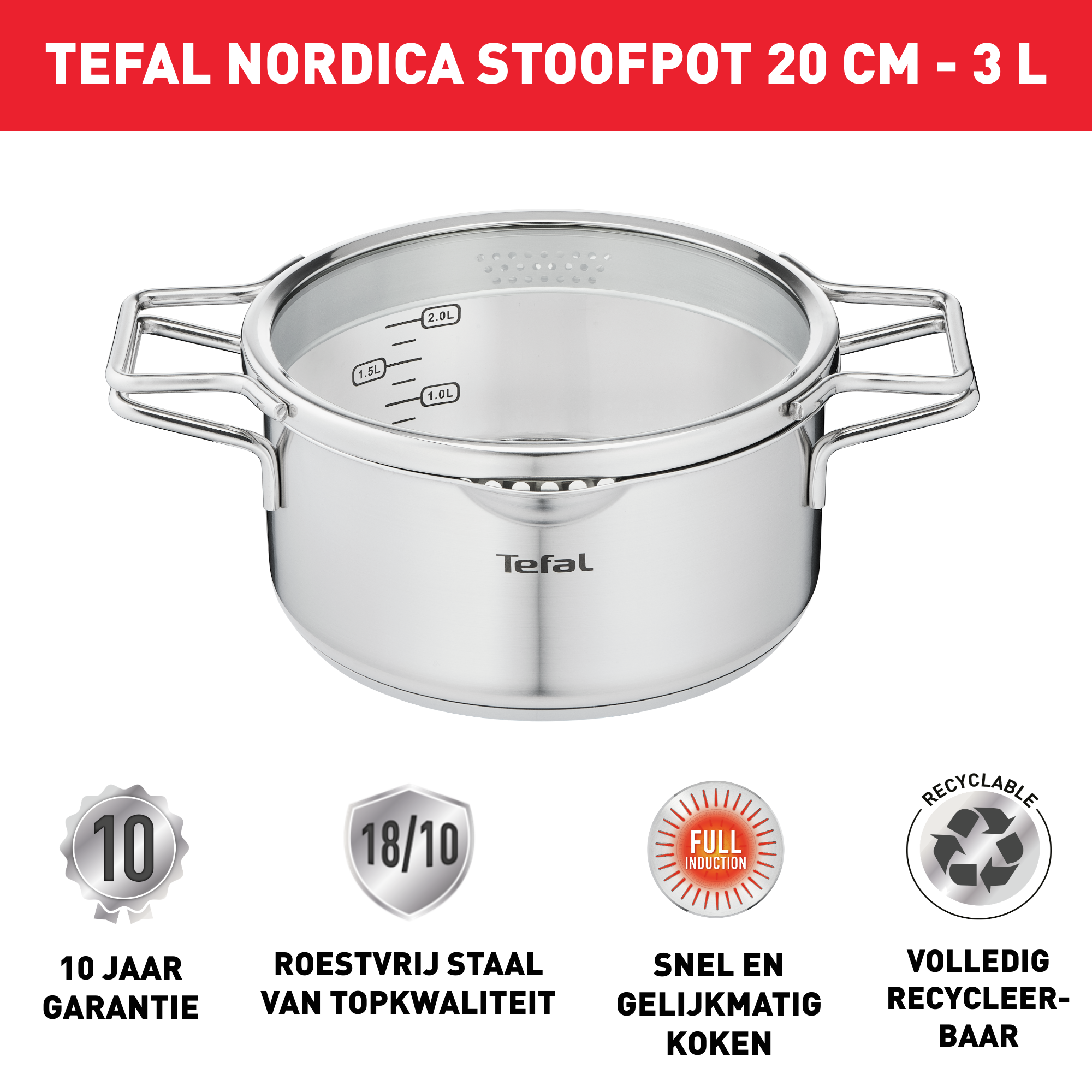 Nordica H8524435 Kookpot inox 20 cm